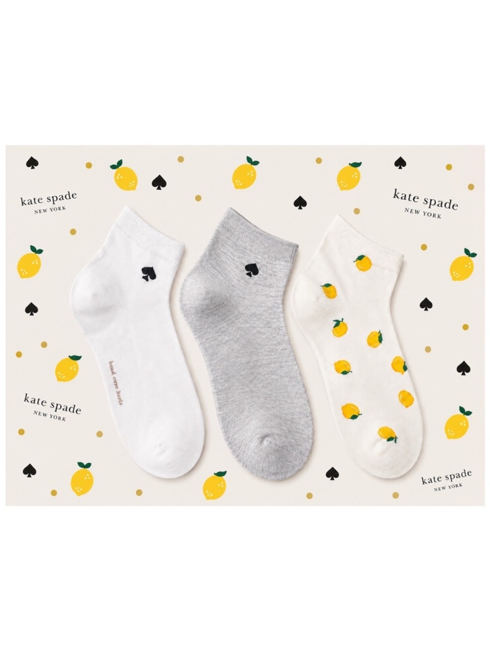 🍋 New Kate Spade Fruit Pattern 3 pairs Socks